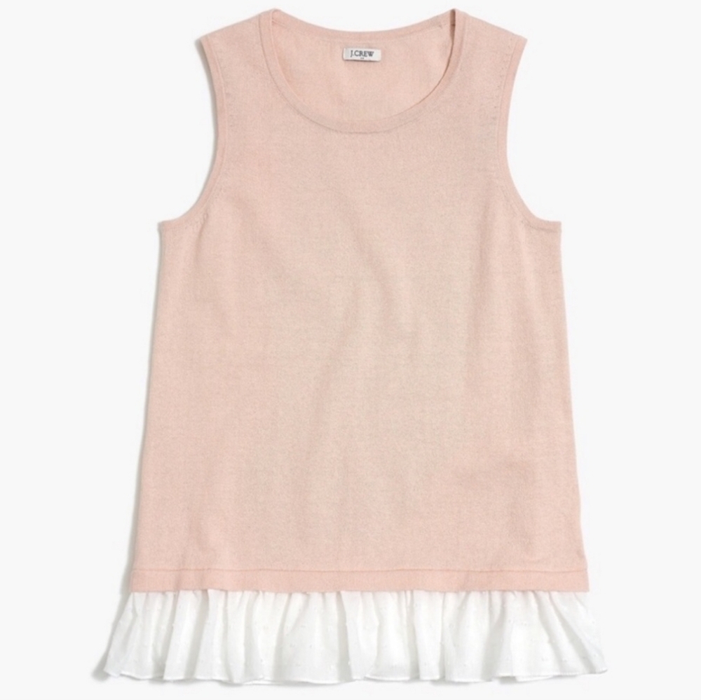 J. Crew Peach & White Sweater-Tank w/ Dotted Woven Hem Women's | Size S